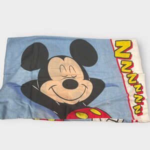 VTG Disney Mickey Mouse Standard Pillow Case Two Side Mickey Sleeping ZZZ Blue